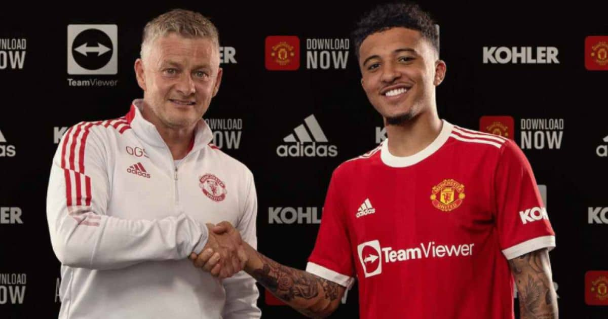 Jadon Sancho (kulia) akiwa na Ole Gunner Solkjaer