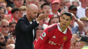 Man Utd Manager Erik Ten Hag And Striker Cristiano Ronaldo