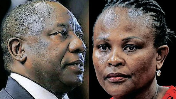 Rais wa Afrika Kusini, Cyril Ramaphosa na Busisiwe Mkhwebane