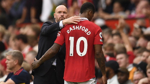 Marcus Rashford na Kocha wake Erik Ten Hag