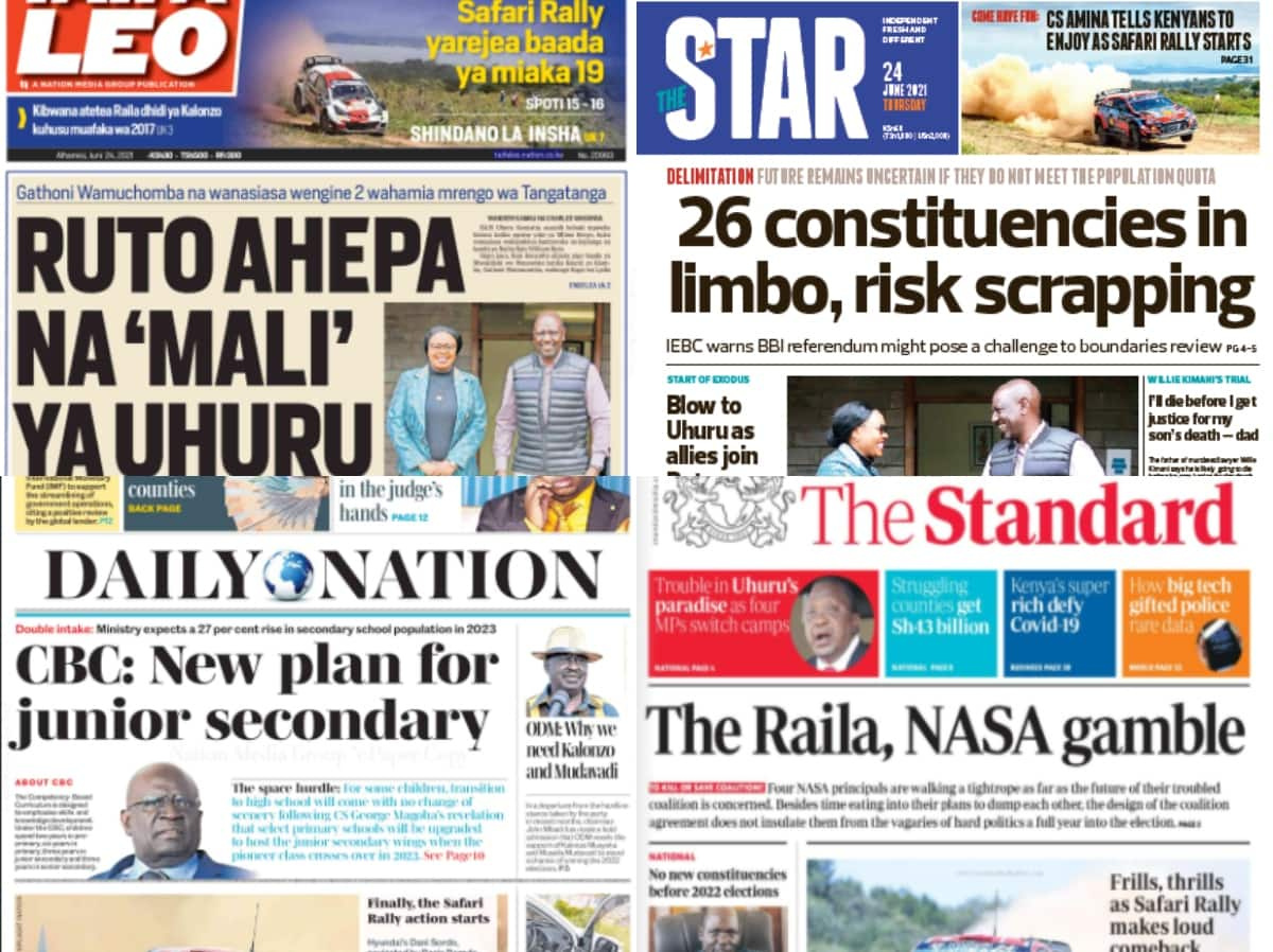 Magazeti Alhamisi, Juni 24: Raila Junior achemka kugundua ni mwanachama wa ANC