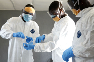 Taking A Sample Swab In Kakata Liberia