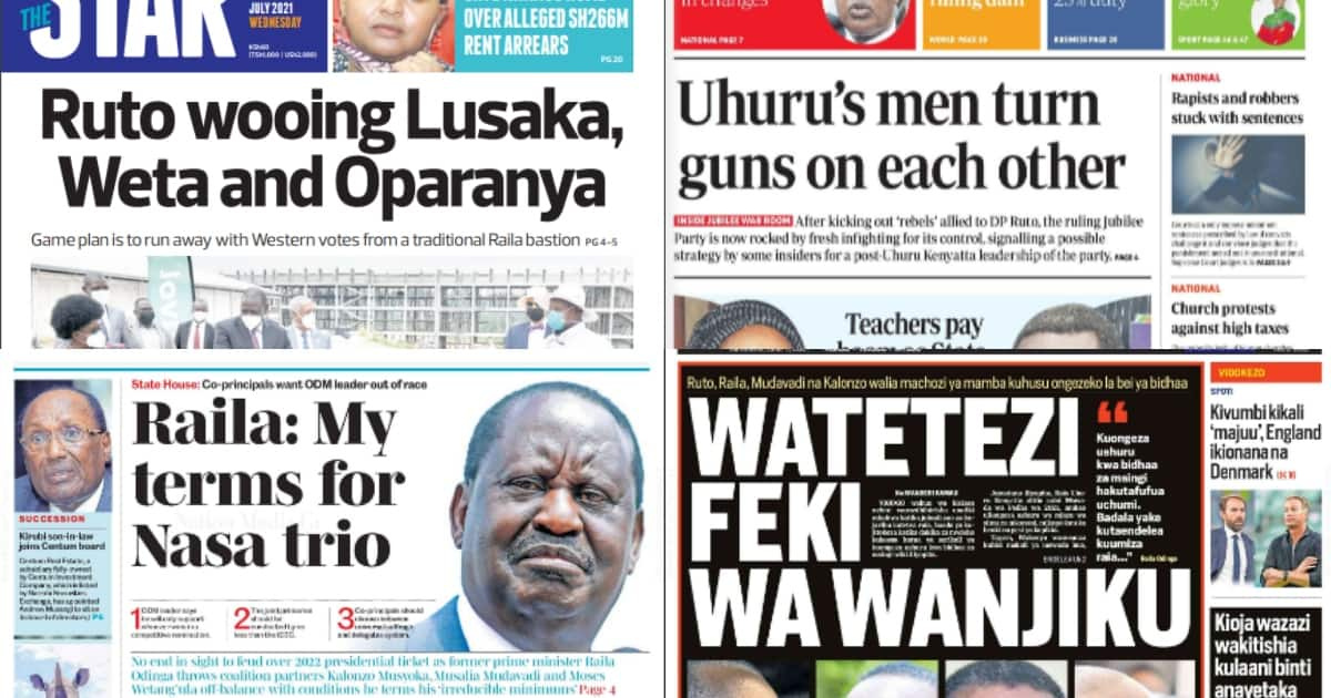 Magazeti Jumatano, Julai 7: Ruto ajaribu kuingiza 