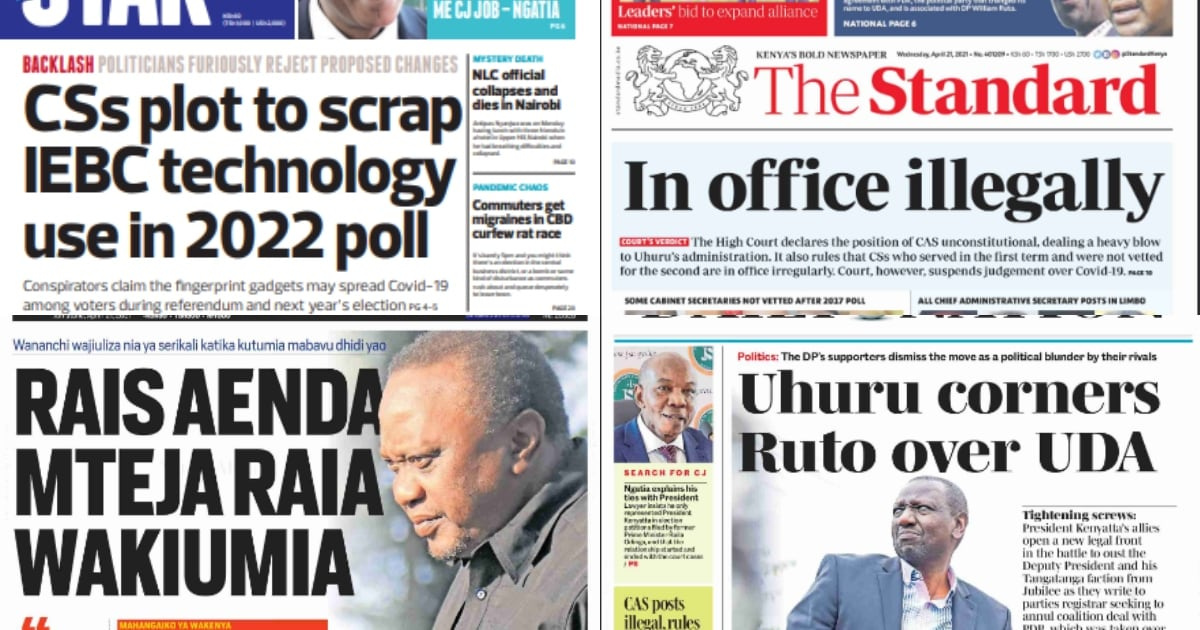 Magazeti Jumatano, Aprili 21: Rais Uhuru asalia bubu, Wakenya wakilia