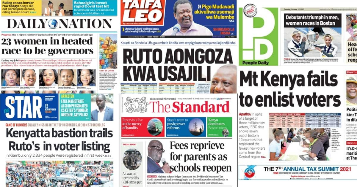 Magazeti Jumanne, Oktoba 12: Viongozi 23 wa kike kupigania ugavana 2022