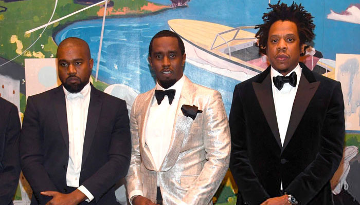 Kutoka kushoto ni Kanye West, Diddy na Jay-Z