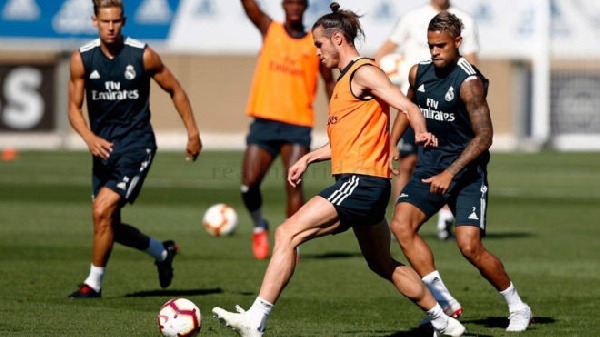 Mshambuliaji wa Real Madrid Gareth Bale akiwa mazoezini leo