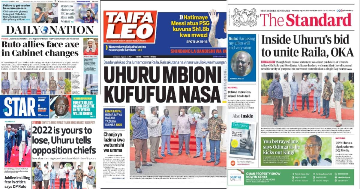 Magazeti Jumatano, Agosti 11: Mawaziri wandani wa Ruto kufukuzwa na Uhuru