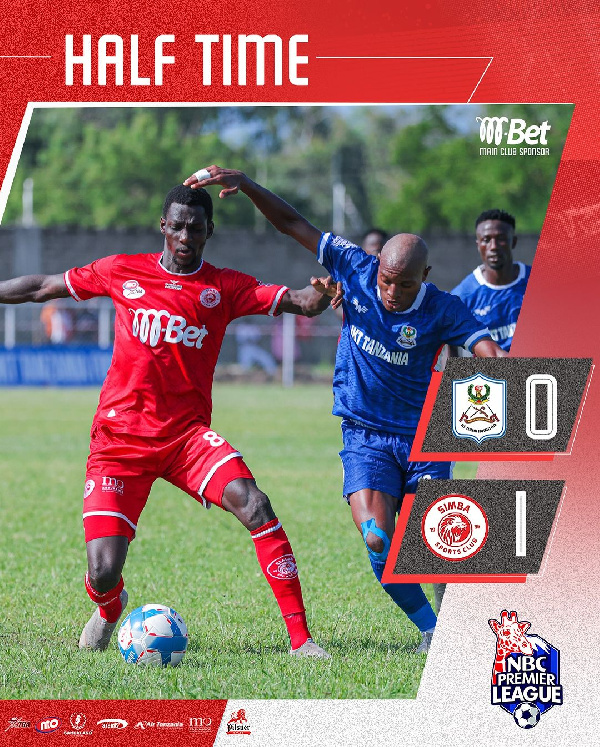 #NBCPLUPDATES: Half time; JKT Tanzania 0 - 1 Simba