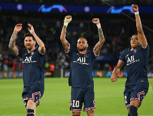 Lionel Messi Neymar Kylian Mbappe Celebration PSG Vs Manchester City Champions League 2021 1020x777 