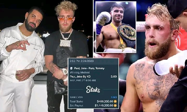 Drake aliwa milioni 935 alizobet kwa Jake Paul