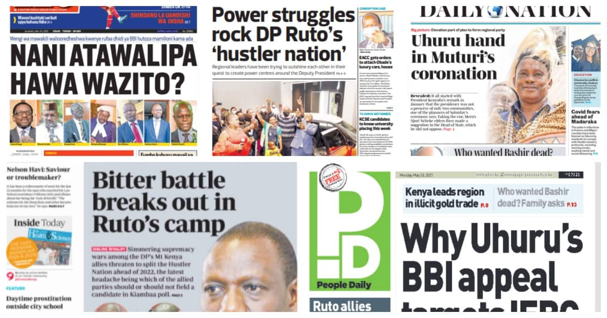 Magazeti Jumatatu, Mei 24: Wakenya kulipa mamilioni kugharamia rufaa ya BBI